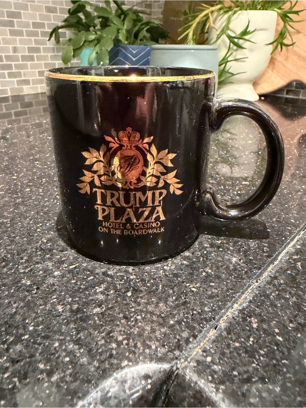 Trump Plaza Hotel & Casino on the Boardwalk Mug - Black & Gold